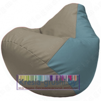 Бескаркасное кресло мешок Груша Г2.3-0236 (светло-серый, голубой)